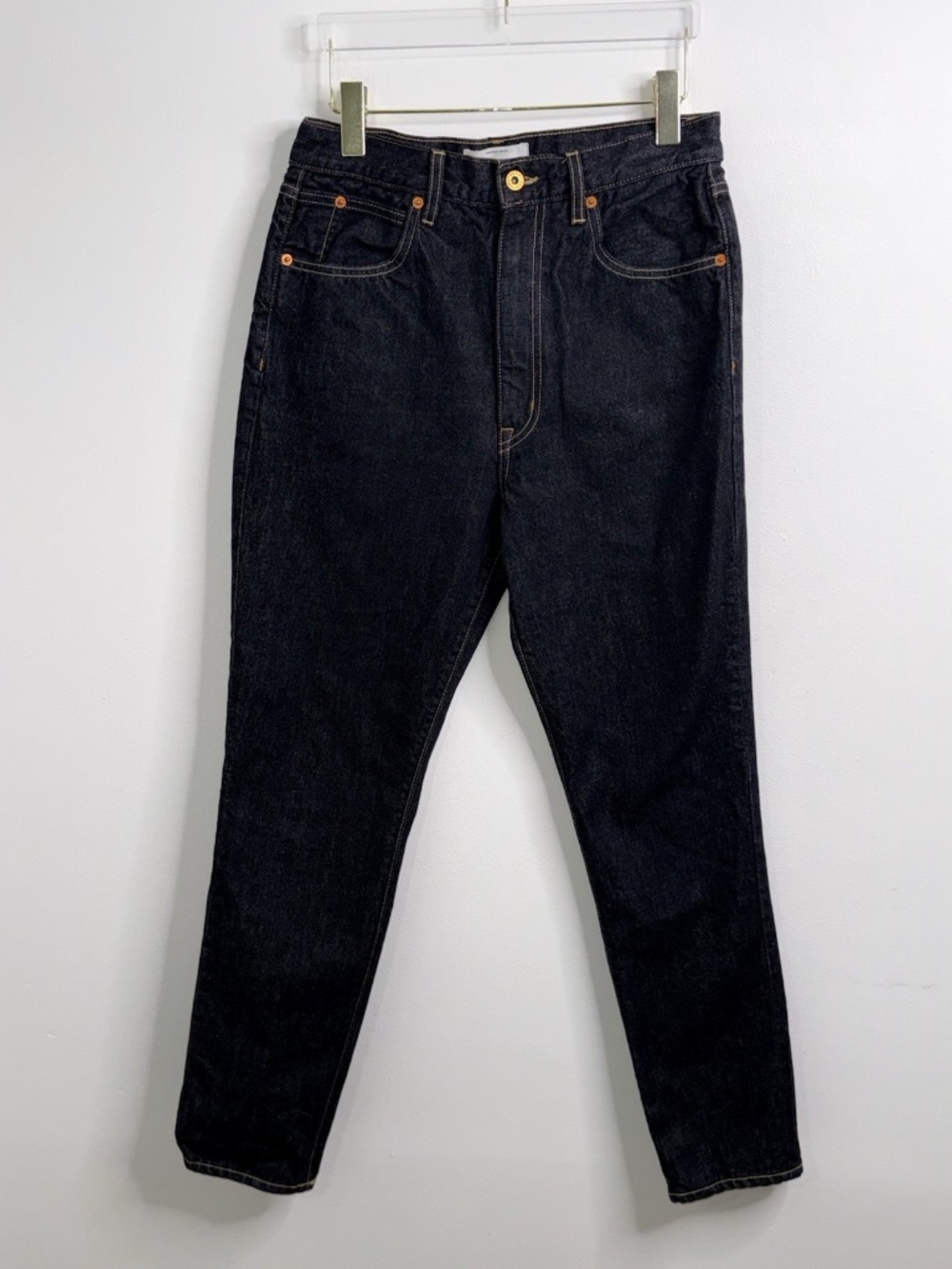 Share SLVRLAKE | Beatnik High Rise Rigid Denim Jeans Black Smoke Contrast Stitch